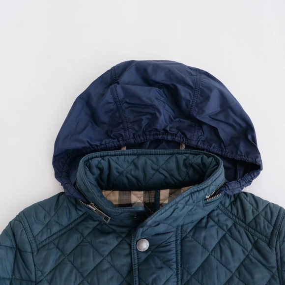 Burberry BRIT Green Zip Up Quilted Puffer Lined Hidden Hoodie Winter Jacket 8Y - Picture 13 of 16